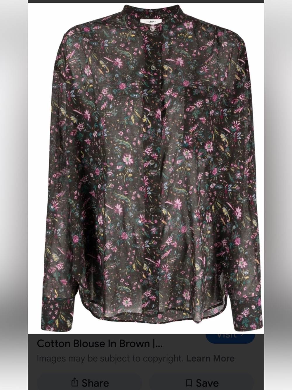 Isabel Marant Etoile Mexika Blouse Brown Floral FR 40 US 8
